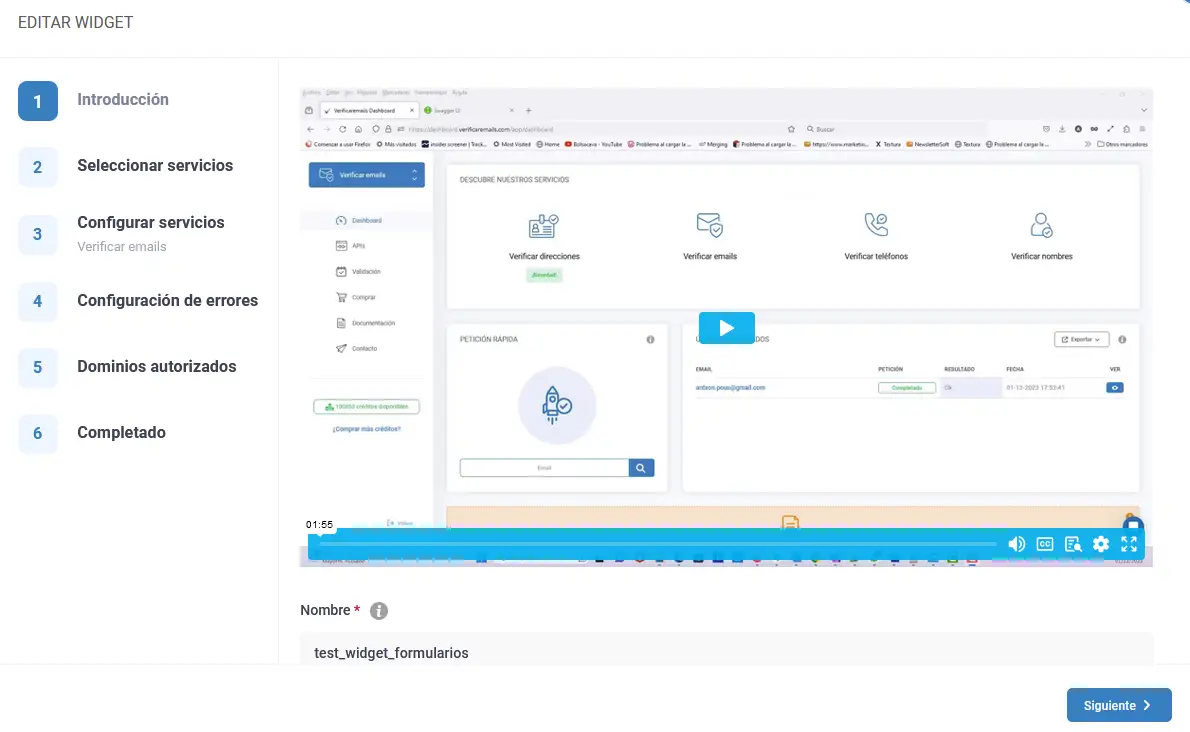 Moduli di verifica dei widget